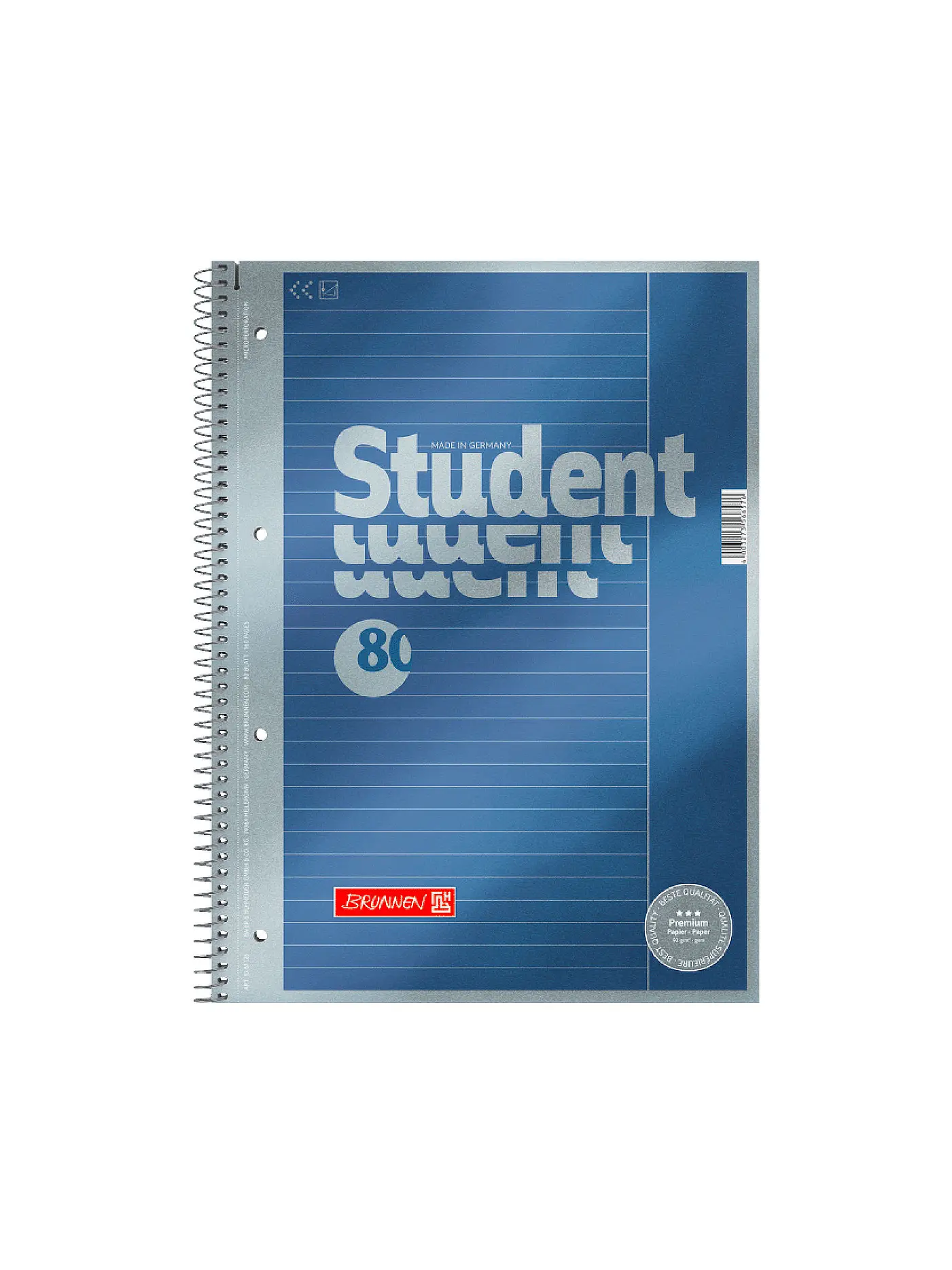 BRUNNEN VERLAG | Brunnen Collegeblock Premium A4 Lieniert Spiralbindung 80 Blatt | 